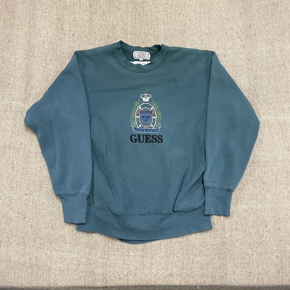 vintage Guess sweatshirt‎ mens XL green 1990s USA knitwear